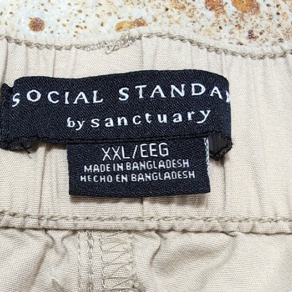Sanctuary | Lightweight Cotton Stretch Light Tan Cargo Pants Size XXL - Picture 8 of 12